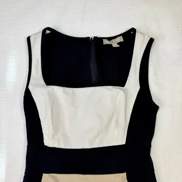 Banana Republic Sloan Colorblock Dress Black Cream Women’s 2P Petite Officewear - Picture 4 of 16